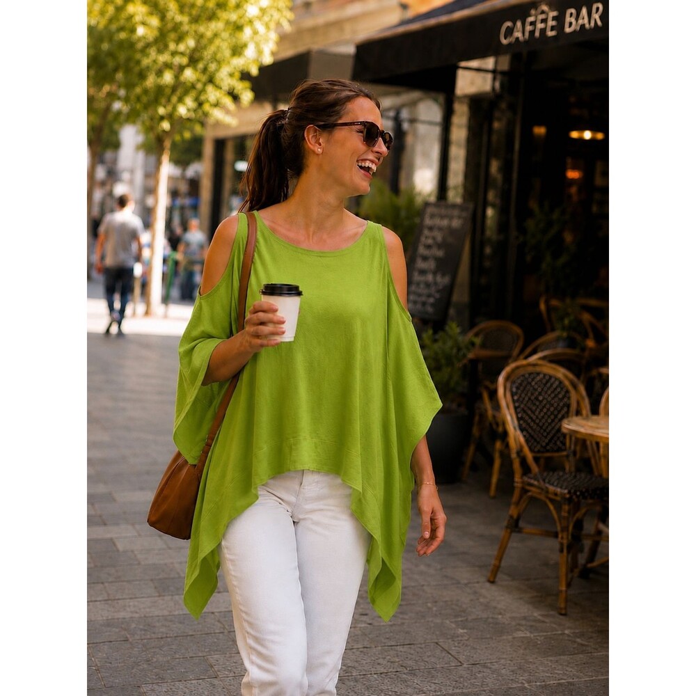 Lane Bryant Collection Womens Silk/Viscose Poncho Lime Green Kimono Tunica 14-20
